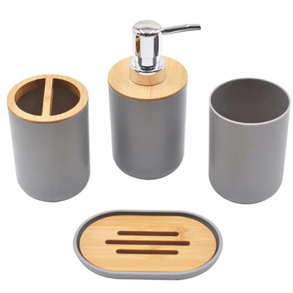 Kit para pia de banheiro ou lavabo com 4 peças. Dispenser de sabonete, dispenser de sabão, copo e porta escova de dentes.